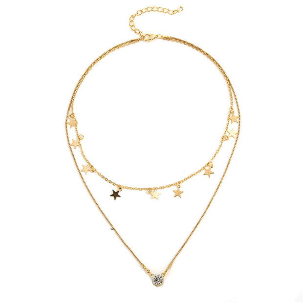 Necklace Star Pentagram Pendant Diamond Necklace Clavicle Chain