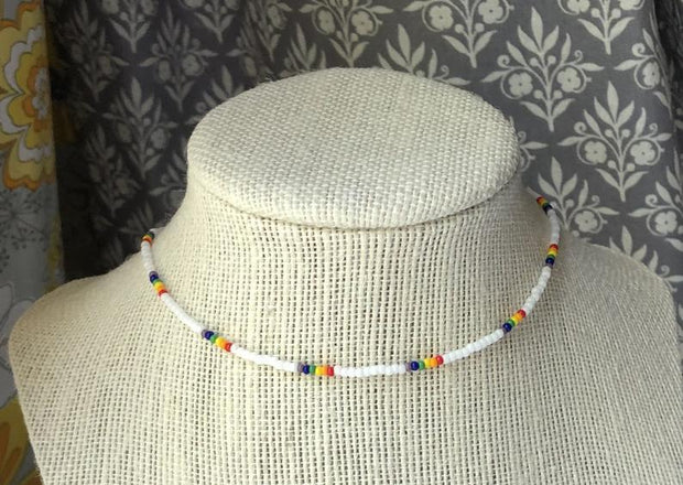 Short Necklace Handmade Wild Color Rice Bead Necklace