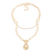 Multilayer Necklace Brooch Coin Natural Pearl Necklace