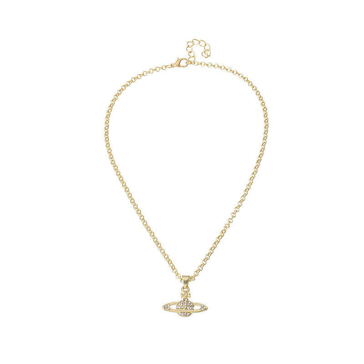 Full Diamond Saturn Necklace Creative Single Layer Planet Necklace
