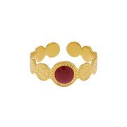 Colorful Oil Necklace Hollow Line Dot Love Heart Adjustable Ring Women