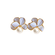 Flower Freshwater Pearl Gold-plated Stud Earring Fashion