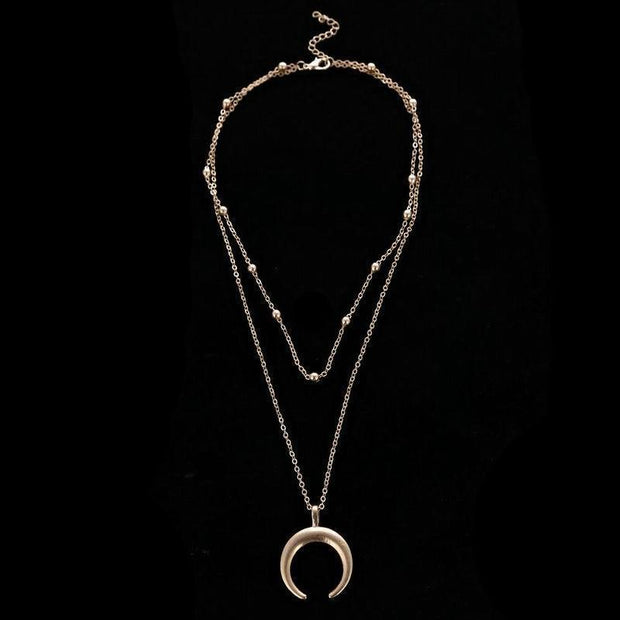 Bohemian Double Necklace Gold Plated Ladies Clavicle Necklace