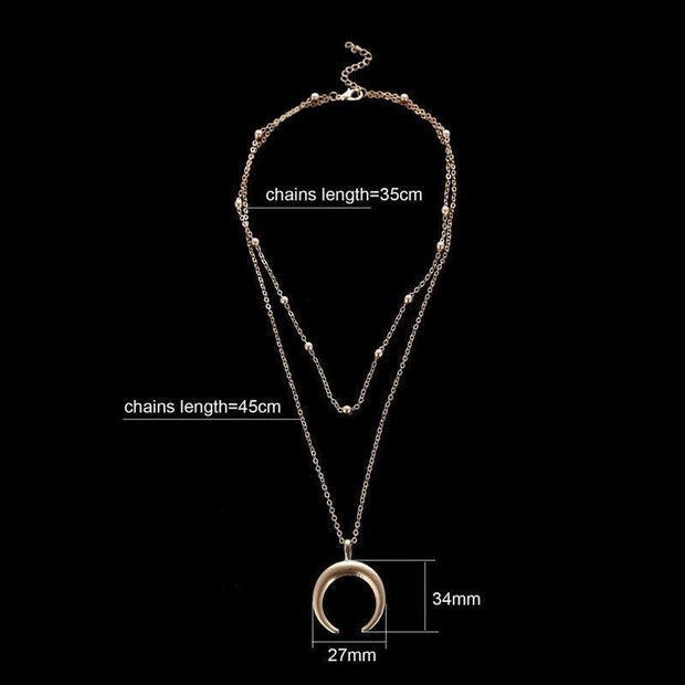 Bohemian Double Necklace Gold Plated Ladies Clavicle Necklace
