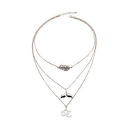 Multilayer Necklace Elephant Moon Feather Fishtail Necklace