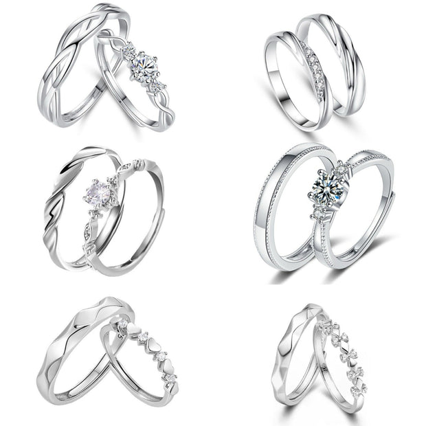 Couple Simple High Sense Four Claw Couple Rings Fashion Open Ring
