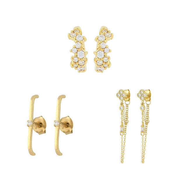 European And American Luxury Zircon Stud Earrings