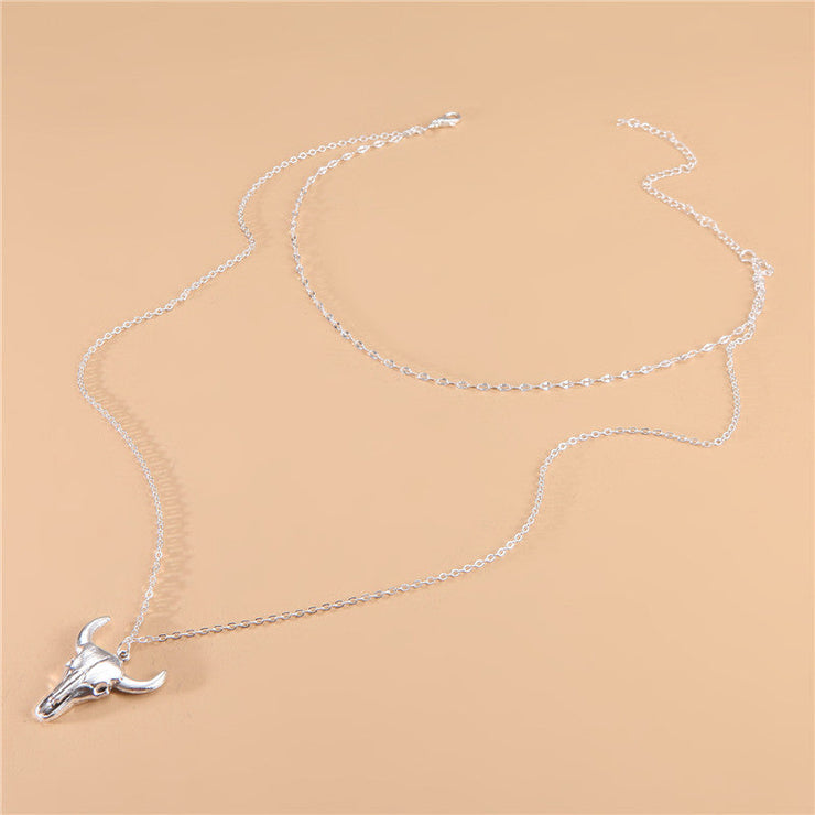 Fashion Alloy Bull Head Pendant Necklace Necklace