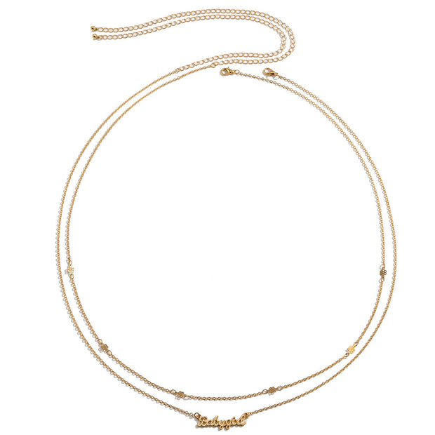 Simple Metal Letter Pendant Waist Chain For Women Europe And America Cross Border Multi-layer Sexy Fashion Slim Chain Body Chains