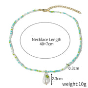 Green Crystal Beaded Necklace Female Flower Necklace