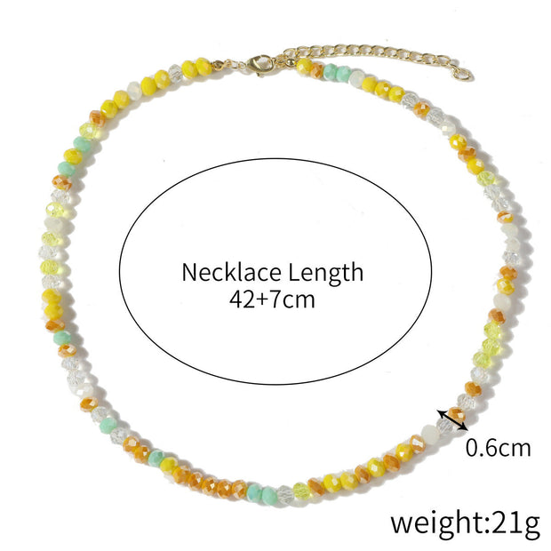 Green Crystal Beaded Necklace Female Flower Necklace