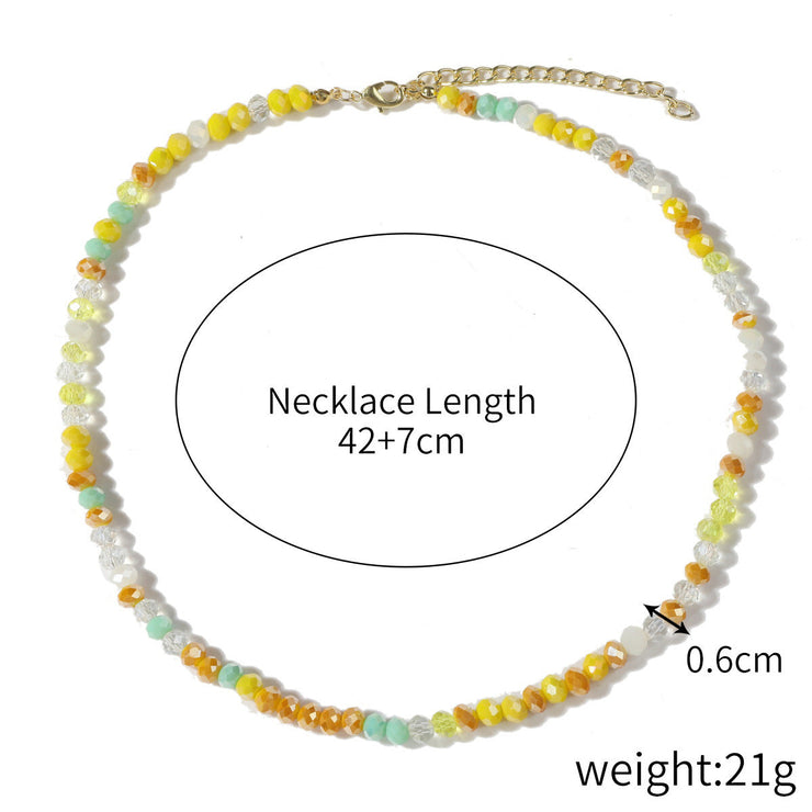 Green Crystal Beaded Necklace Female Flower Necklace
