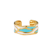 Colorful Oil Necklace Hollow Line Dot Love Heart Adjustable Ring Women